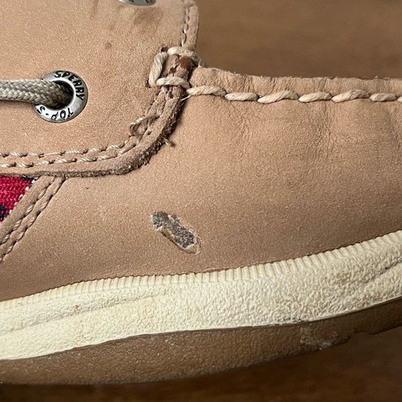 Sperry Top Sider Size 9.5 Khaki Leather Plaid Preppy Bluefish Oxford Boat Shoes - Picture 9 of 13